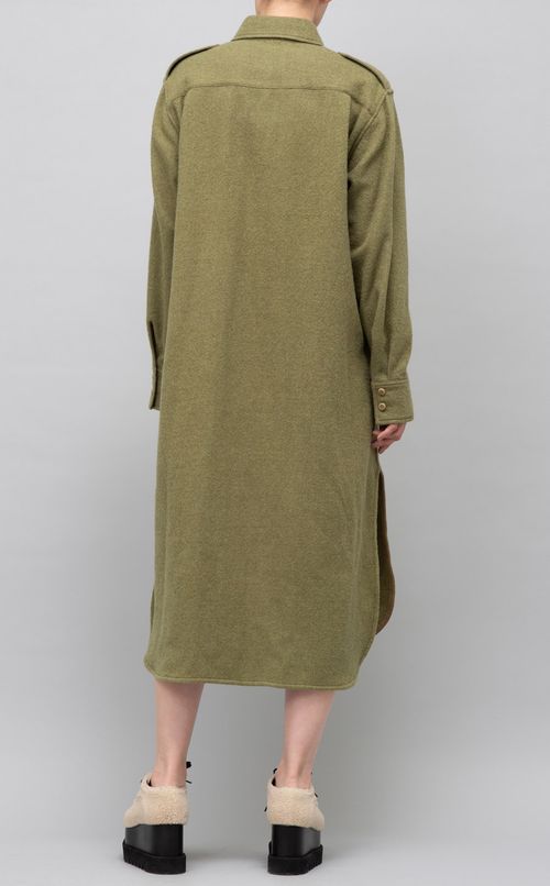 フラップポケットウールシャツワンピース