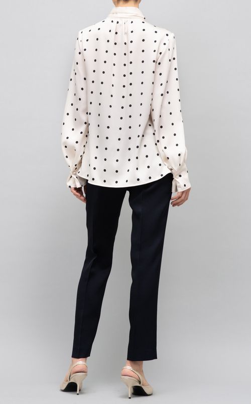 パール付ドットプリントボウタイブラウス