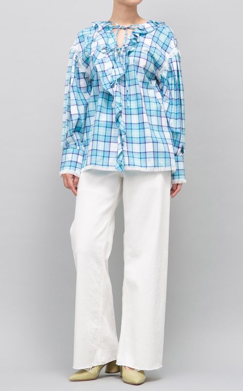 ショート丈フリルブラウス