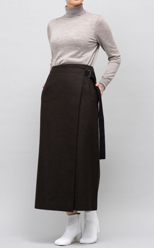 ウール混ラップスカート
