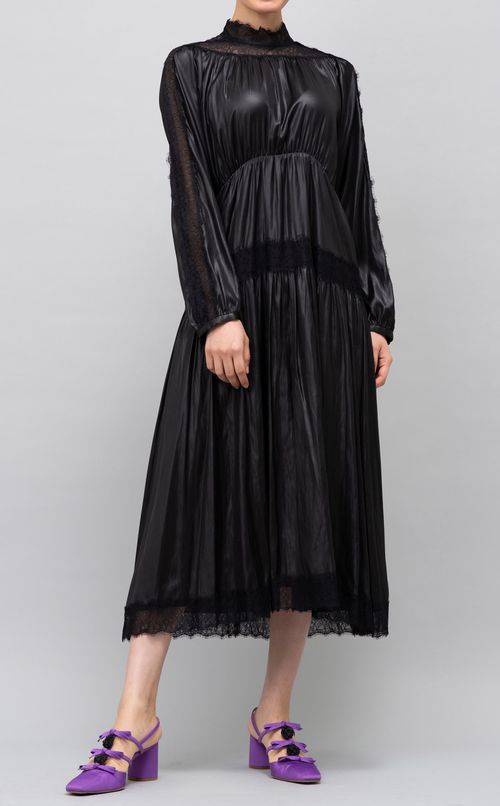 レース切替ギャザーワンピース