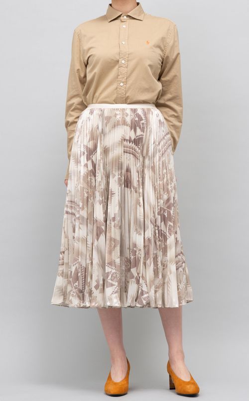 プリントプリーツミディスカート