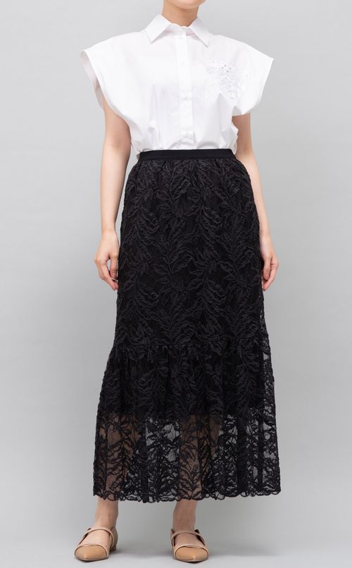刺繍レースロングスカート