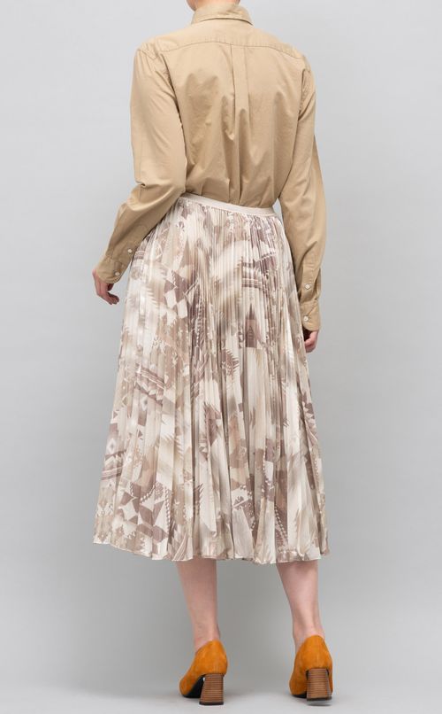 プリントプリーツミディスカート