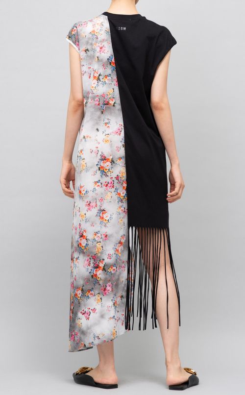 プリント切替アシンメトリーワンピース