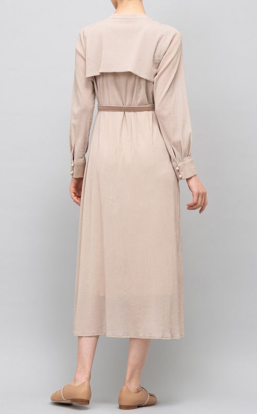 ベルト付スタンドカラーワンピース