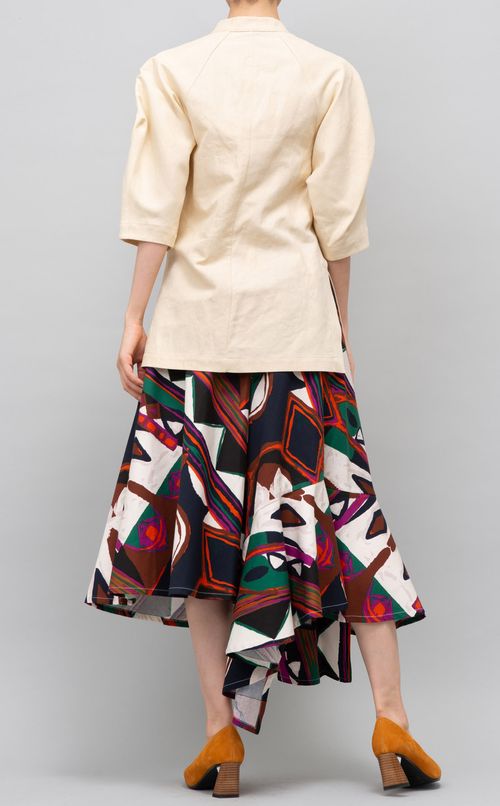 コットンリネンスリットブラウス