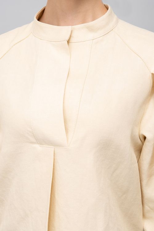 コットンリネンスリットブラウス