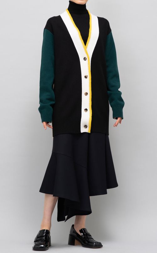 ブロックカラーロングカーディガン