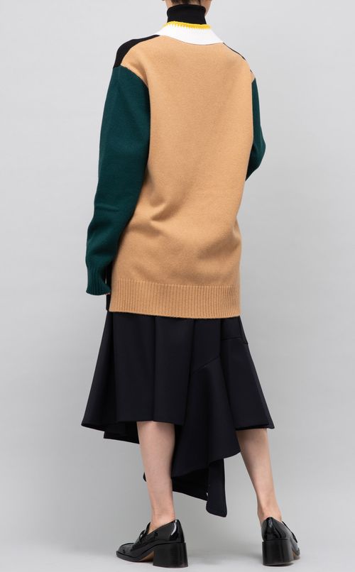 ブロックカラーロングカーディガン