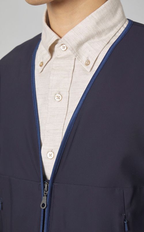 ナイロンノーカラージップジャケット