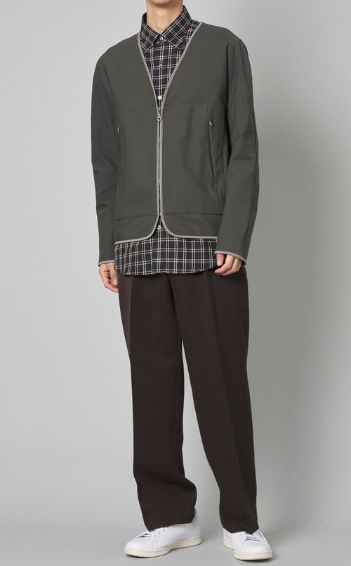 ナイロンノーカラージップジャケット