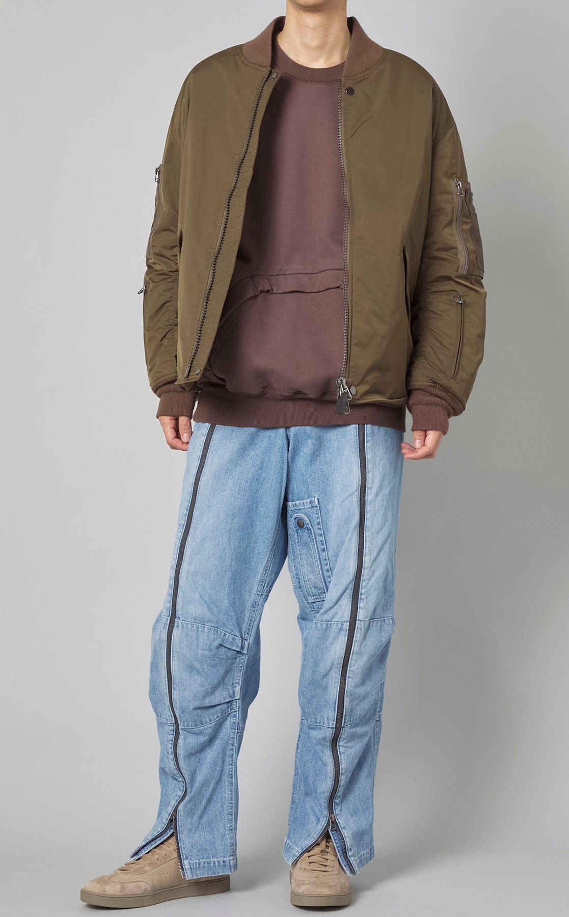 BAL◆ジップボンテージパンツ/L/デニム/IDG/無地/日本製/中古/アンクル/クロップド アシメラップデニムパンツ