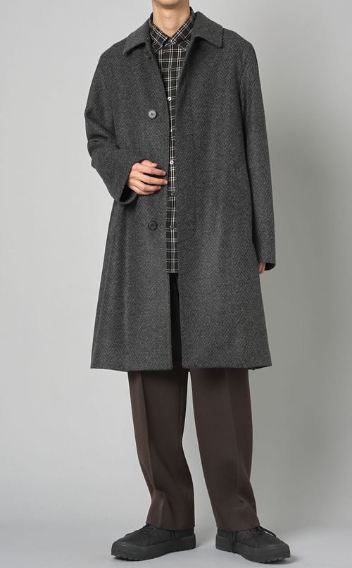 ヘリンボーンジャージーコート