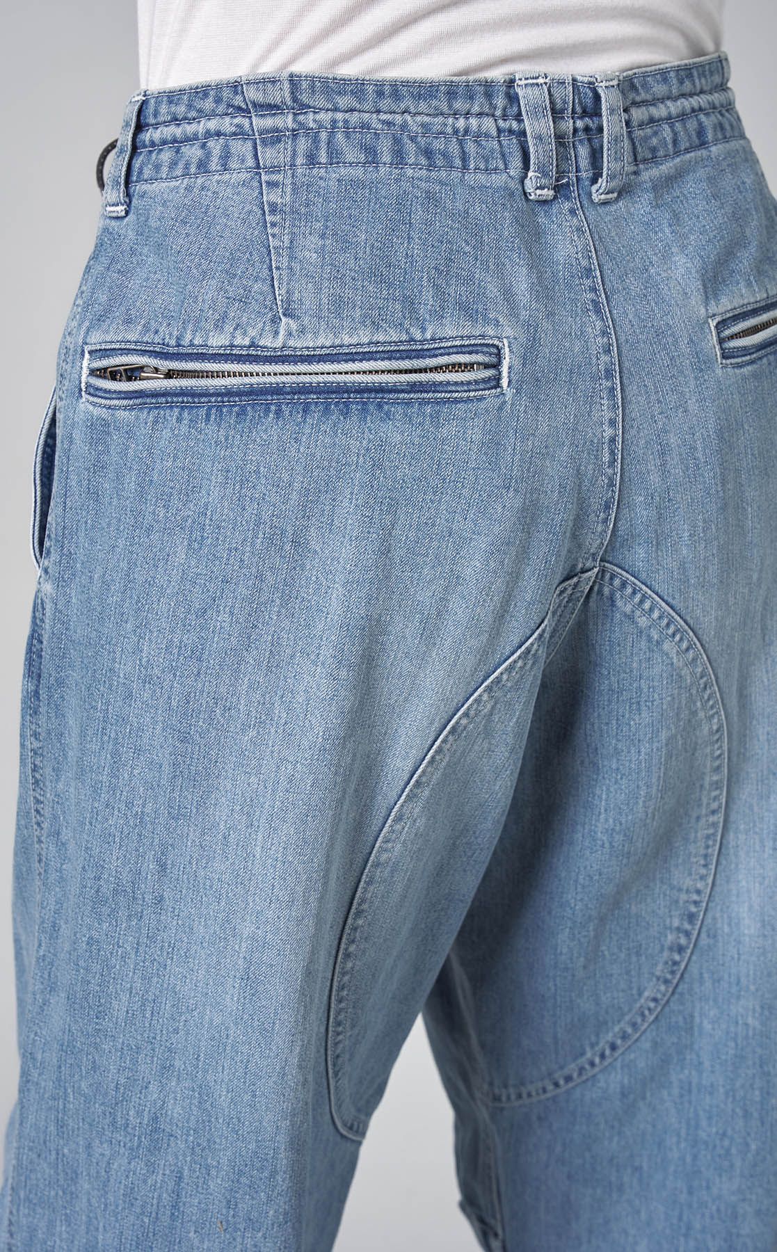 BAL◆ジップボンテージパンツ/L/デニム/IDG/無地/日本製/中古/アンクル/クロップド アシメラップデニムパンツ