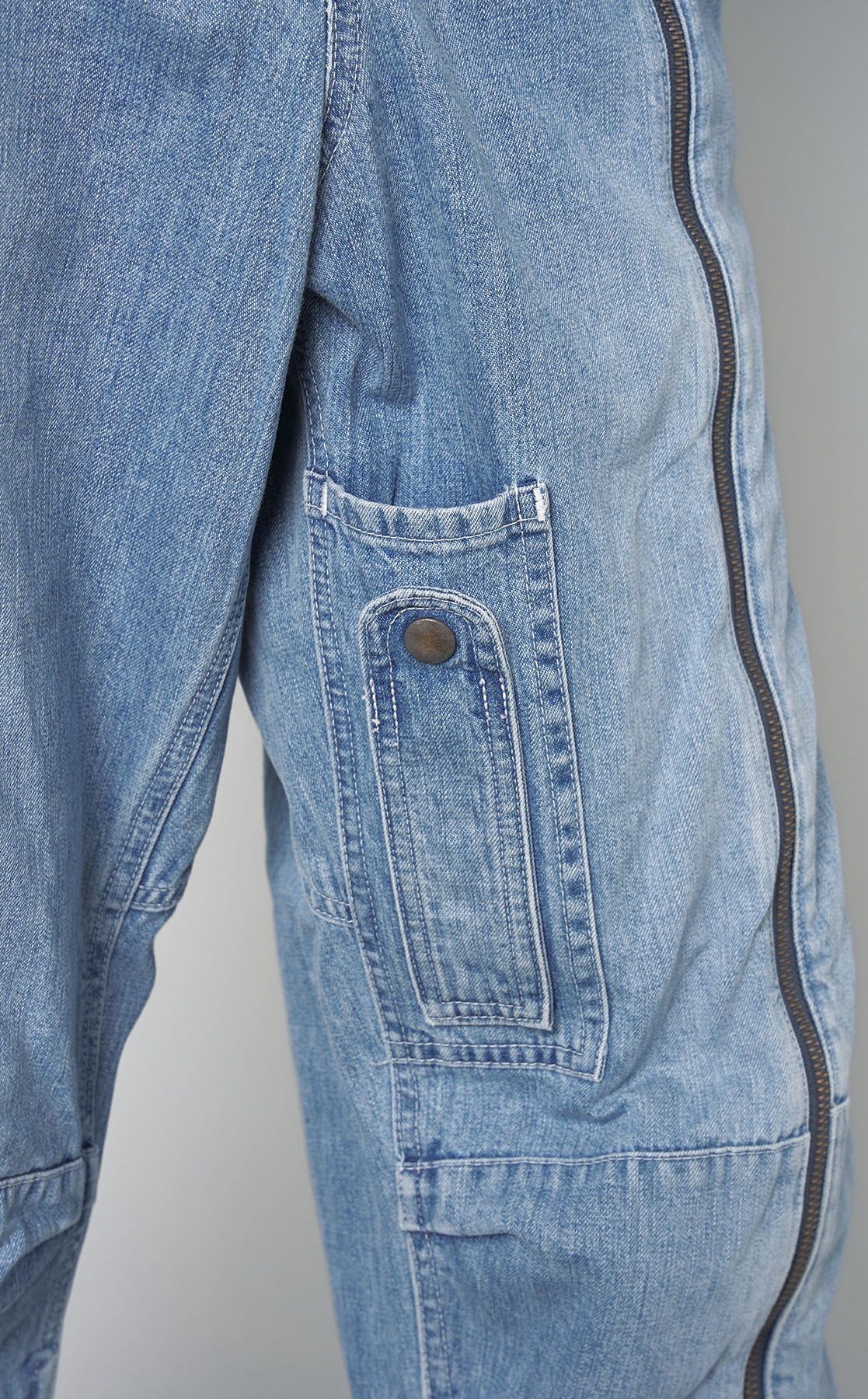 BAL◆ジップボンテージパンツ/L/デニム/IDG/無地/日本製/中古/アンクル/クロップド アシメラップデニムパンツ