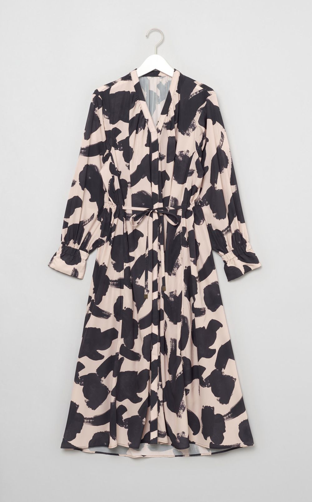 Vネックプリントワンピース