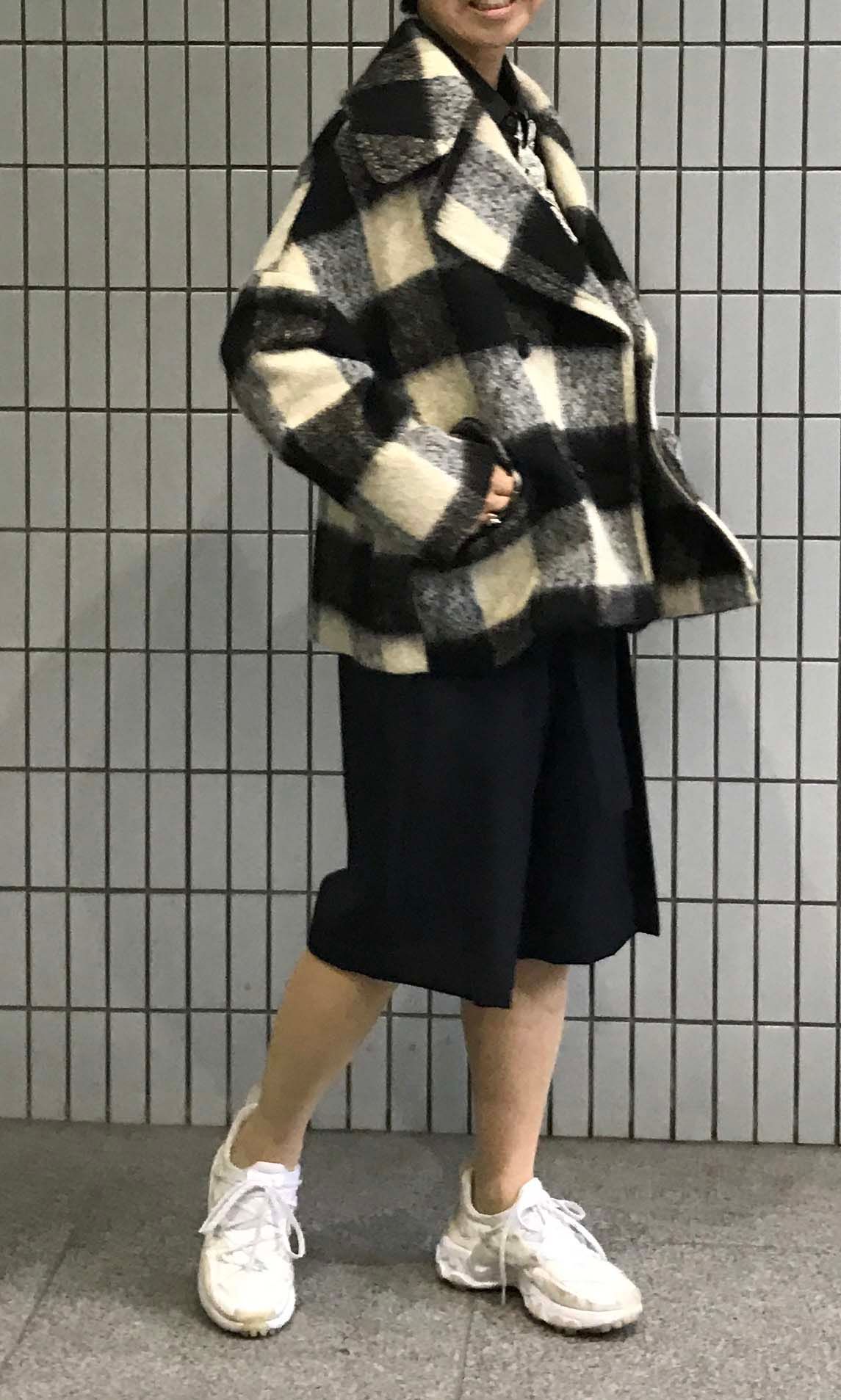 REDValentino｜ダブルブレストチェック柄ショートコート