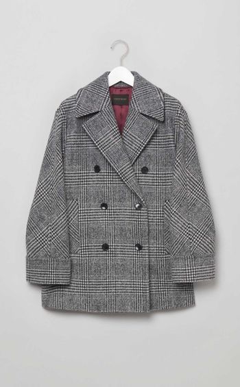 グレンチェックボクシーダブルコート