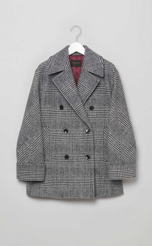 グレンチェックボクシーダブルコート