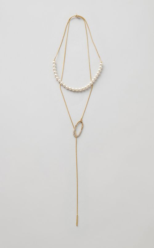 カットスチールパールラリエット