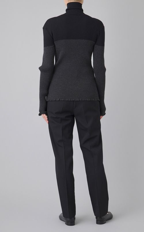 ダブルフロントウールリブカーディガン