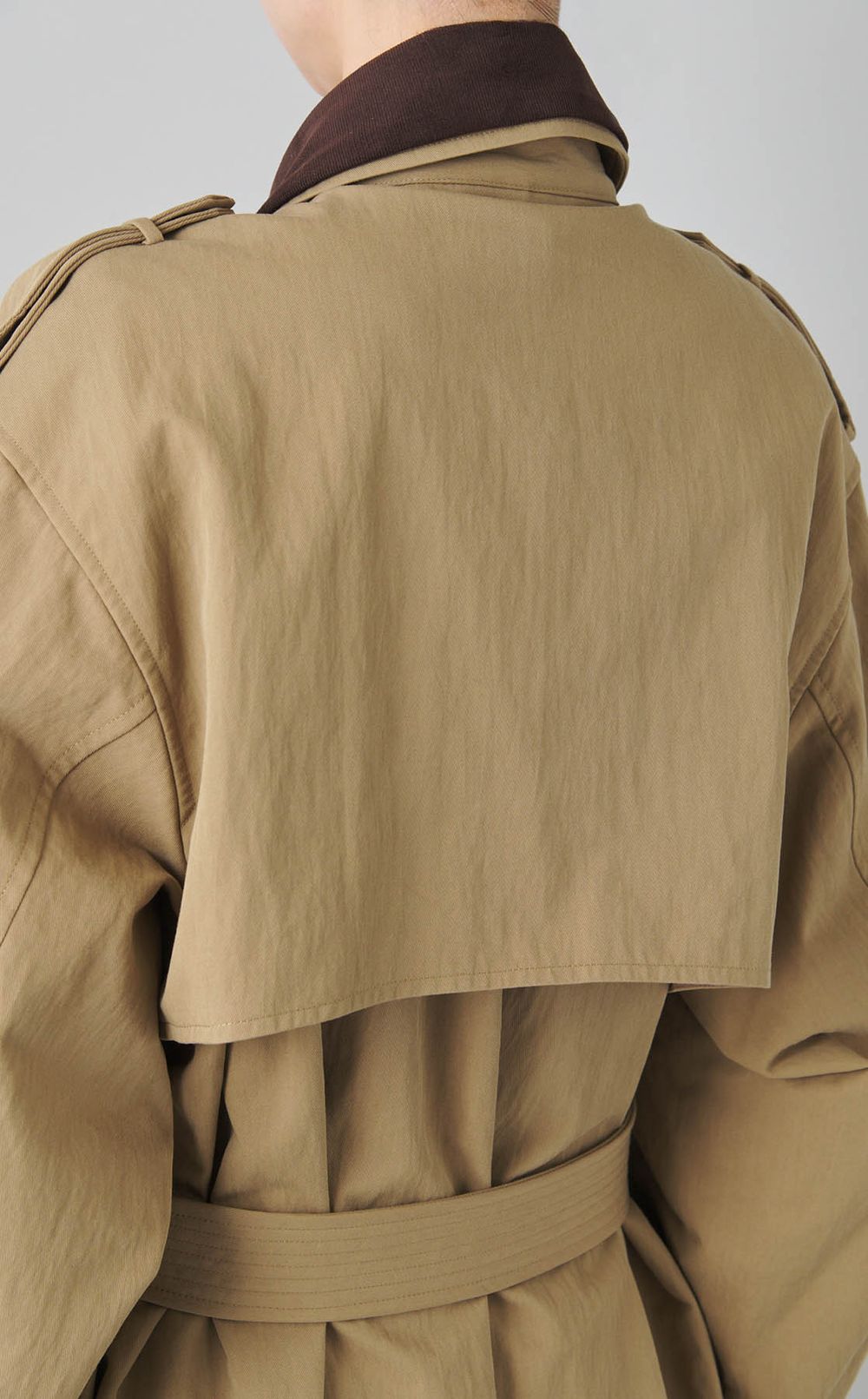 フードストールロングトレンチコート