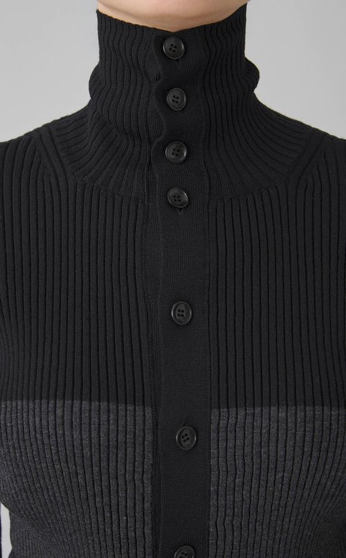 ダブルフロントウールリブカーディガン