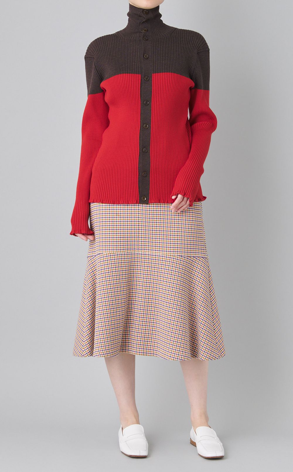 ダブルフロントウールリブカーディガン