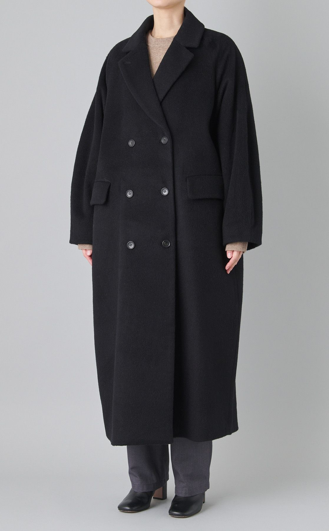 CLANE ウールロングコート　ブラック CLANE - ダブルウールロングコート - DOUBLE WOOL LONG COAT - BLACK