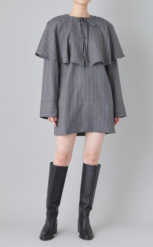 3wayウールストライプミニドレス