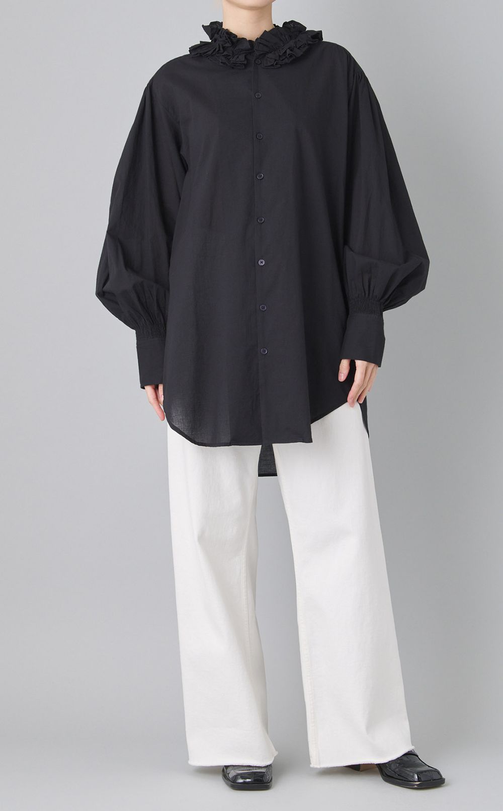 コットンフリルカラーシャツ