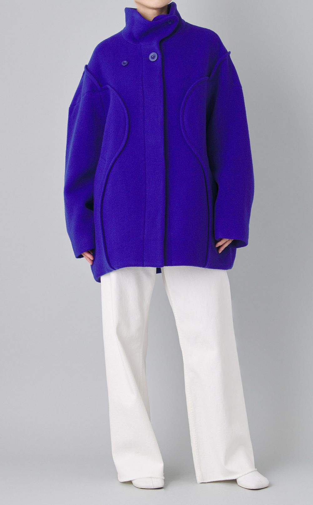 ウールウェーブラインコクーンコート