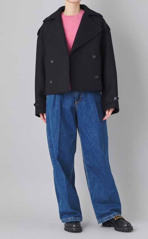 タックプリーツデニムパンツ