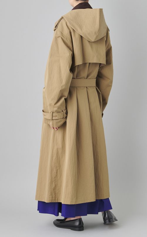 フードストールロングトレンチコート