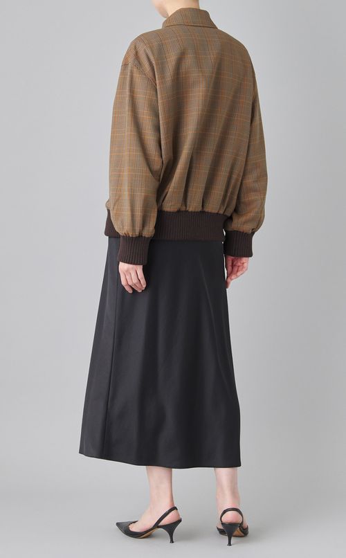 ウールチェックジップアップブルゾン