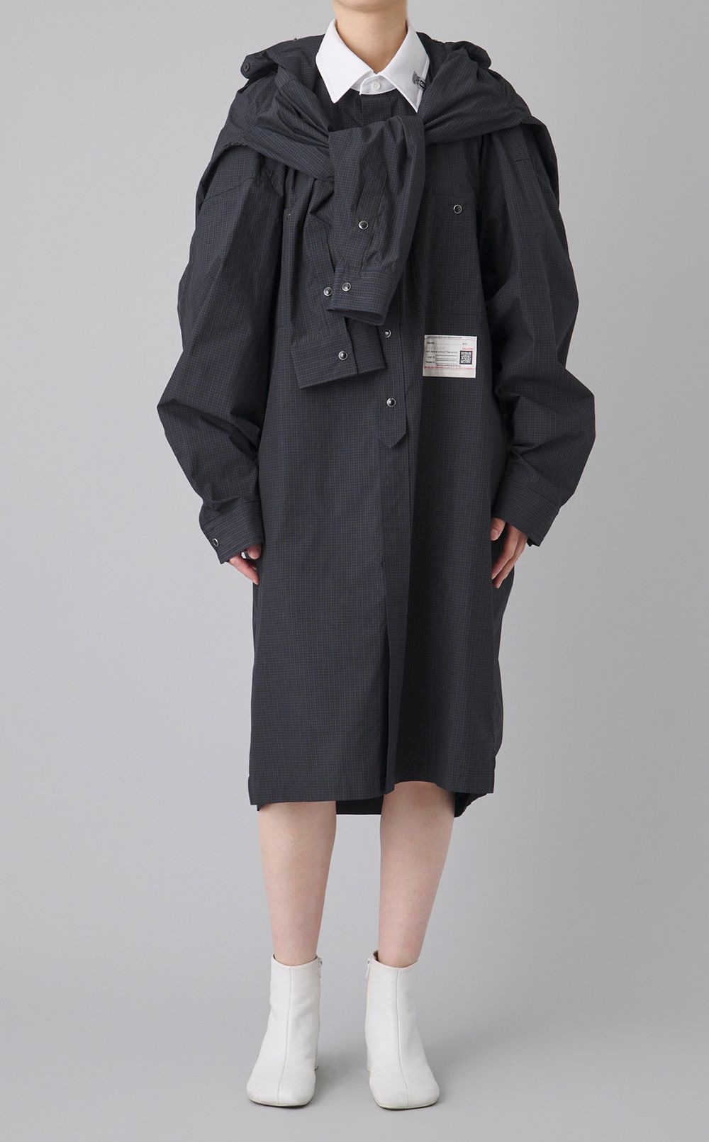 ショールレイヤードシャツワンピース