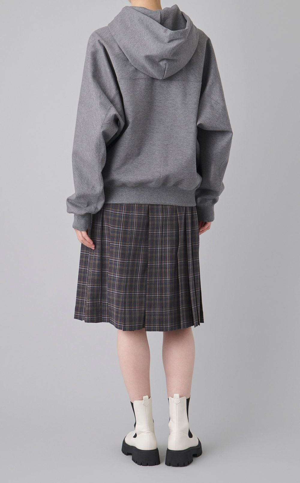 シアーウールチェックプリーツキュロットパンツ