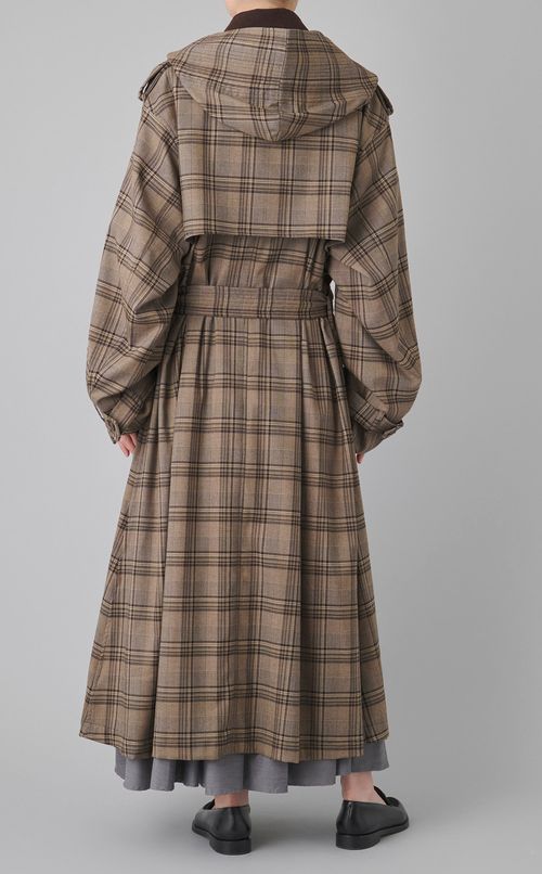 フードストールロングトレンチコート