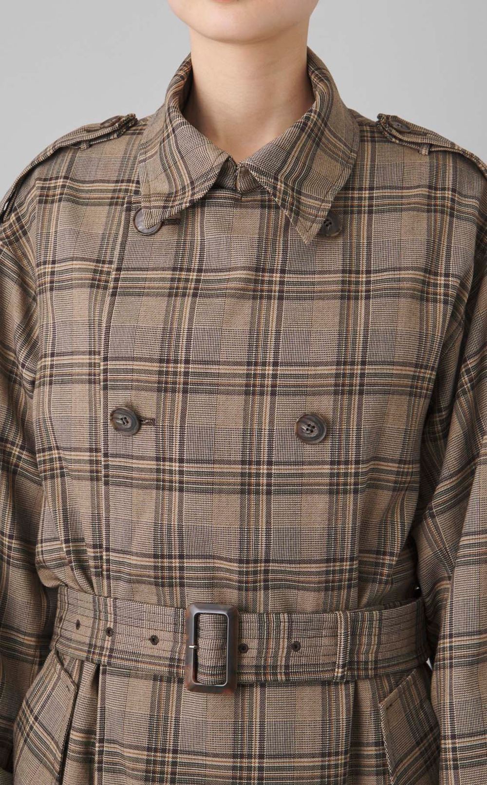 フードストールロングトレンチコート