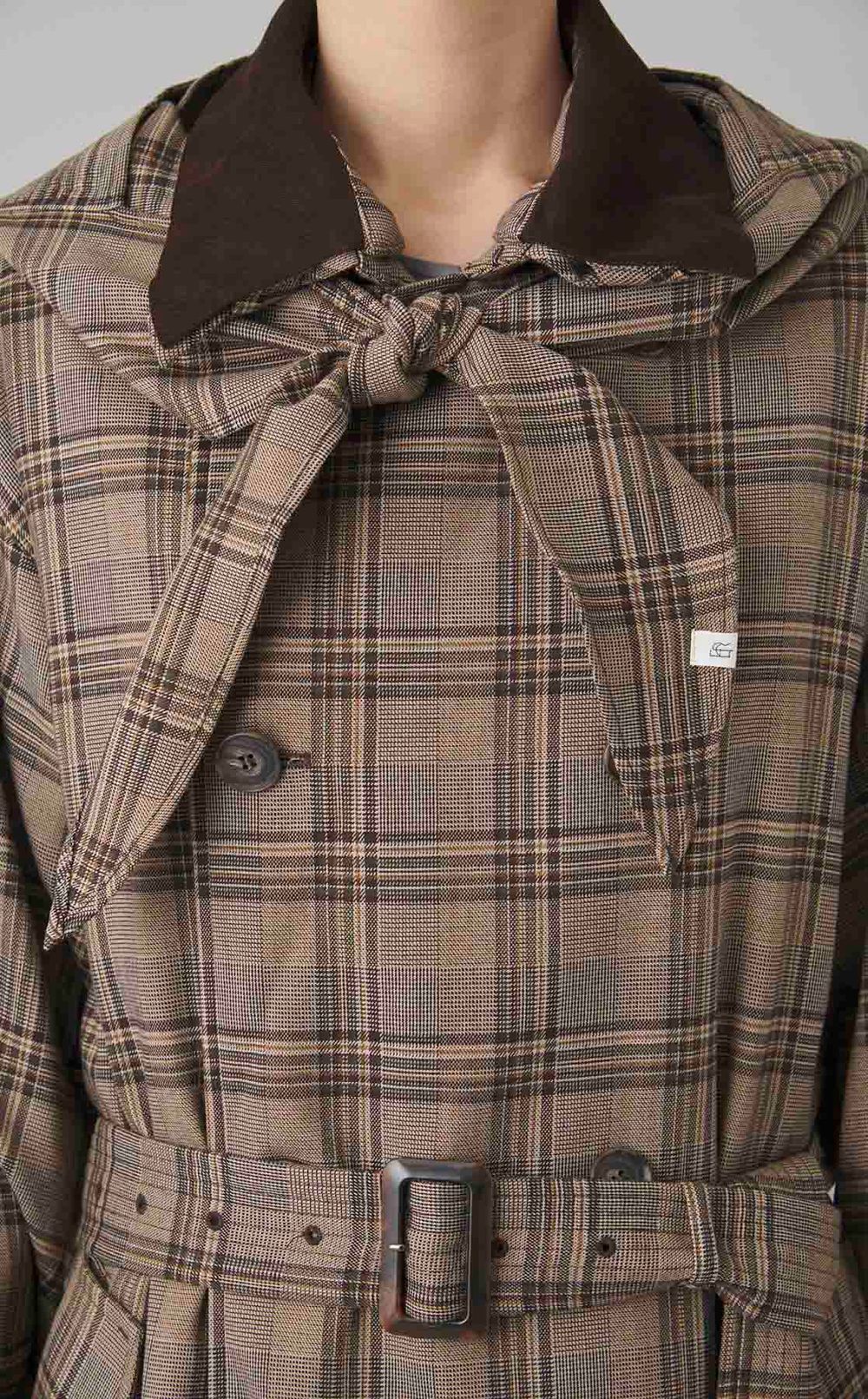 フードストールロングトレンチコート