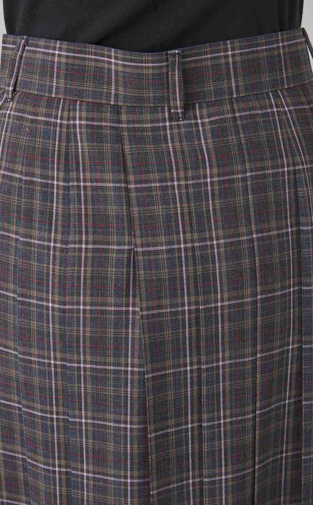 シアーウールチェックプリーツキュロットパンツ