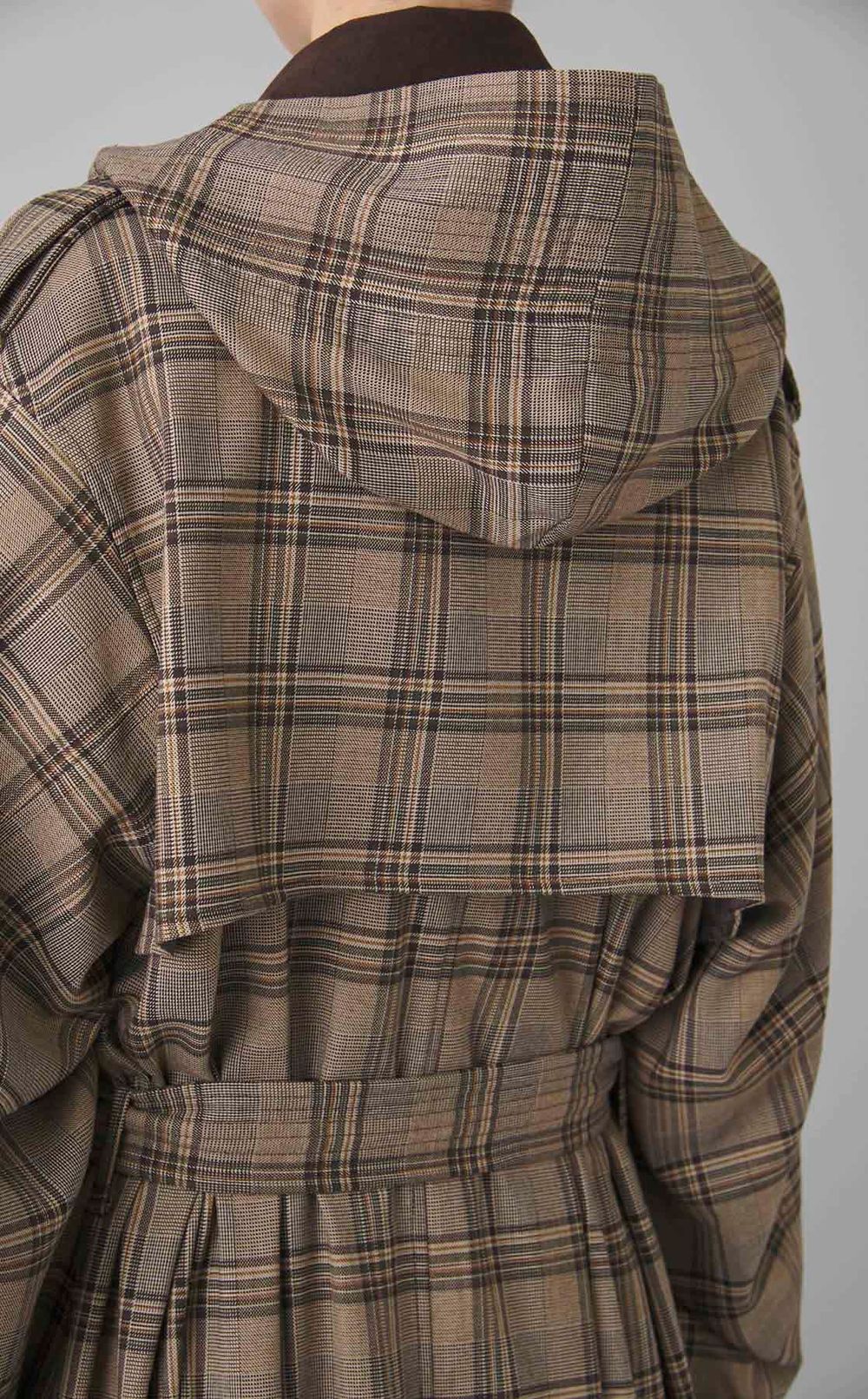 フードストールロングトレンチコート