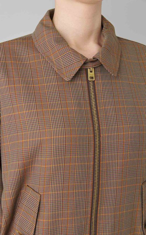 ウールチェックジップアップブルゾン