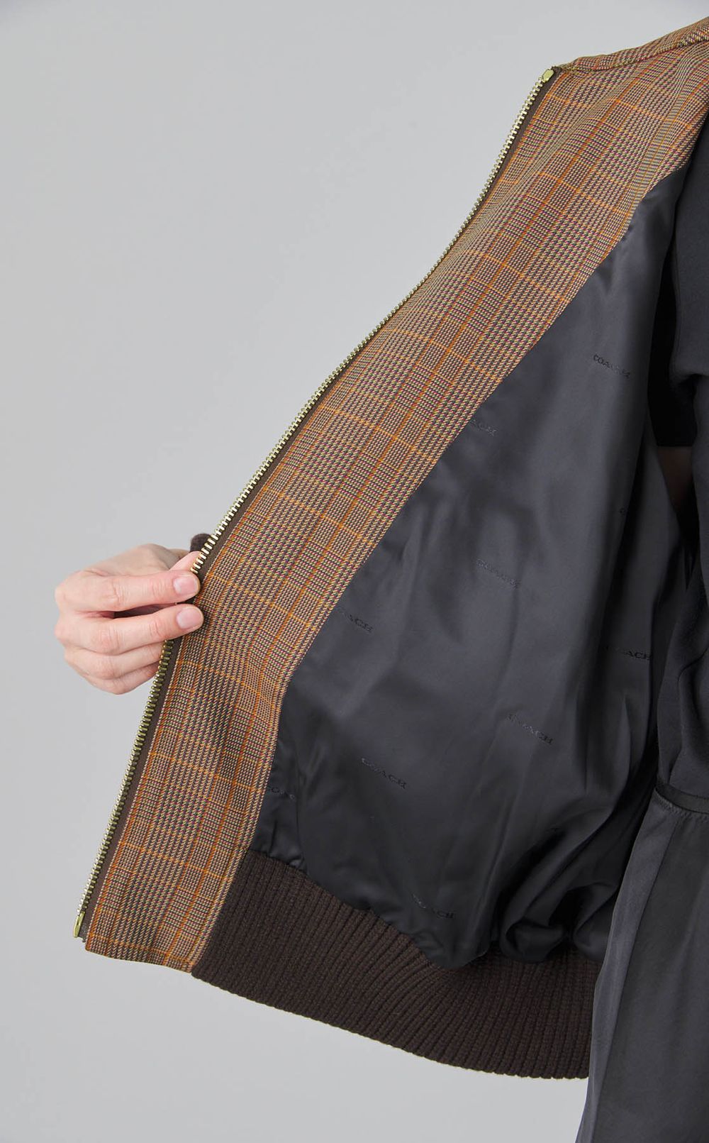 ウールチェックジップアップブルゾン