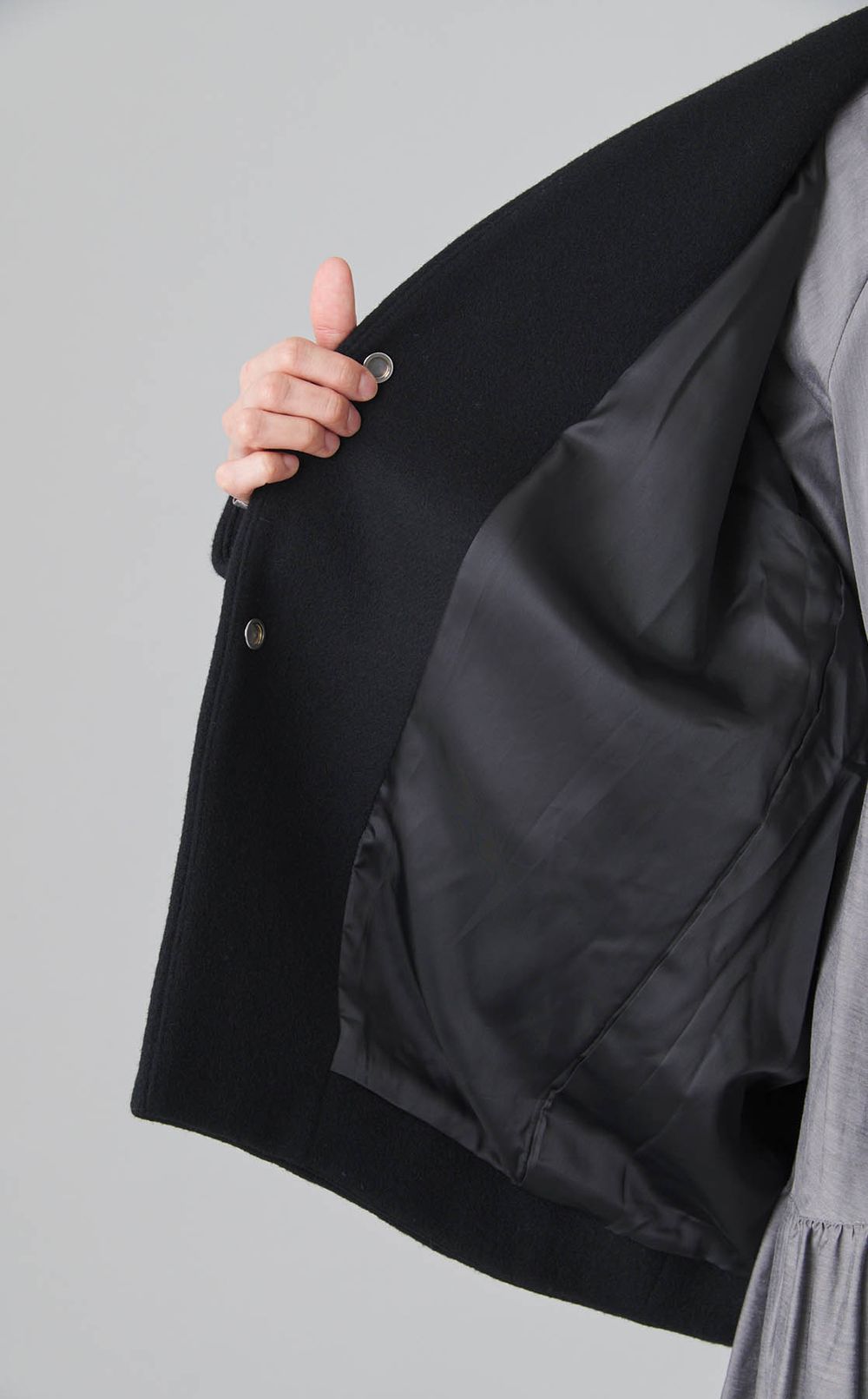 ウールショートノーカラーコート