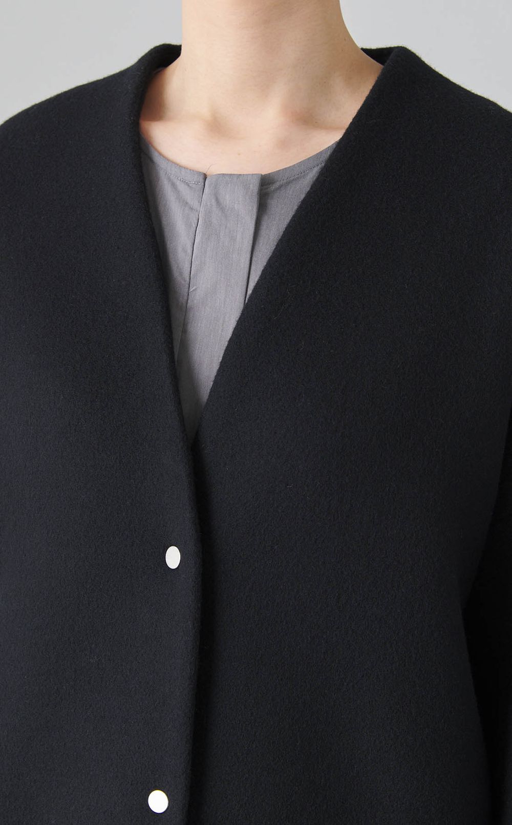 ウールショートノーカラーコート