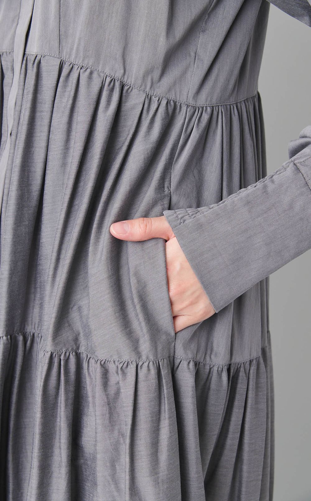 ギャザーティアードロングワンピース