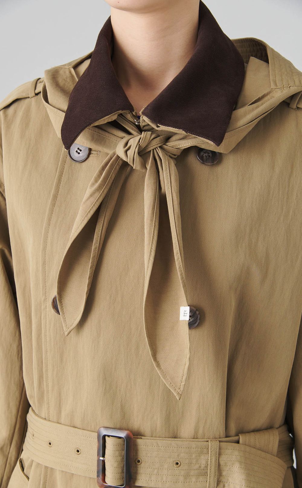 フードストールロングトレンチコート