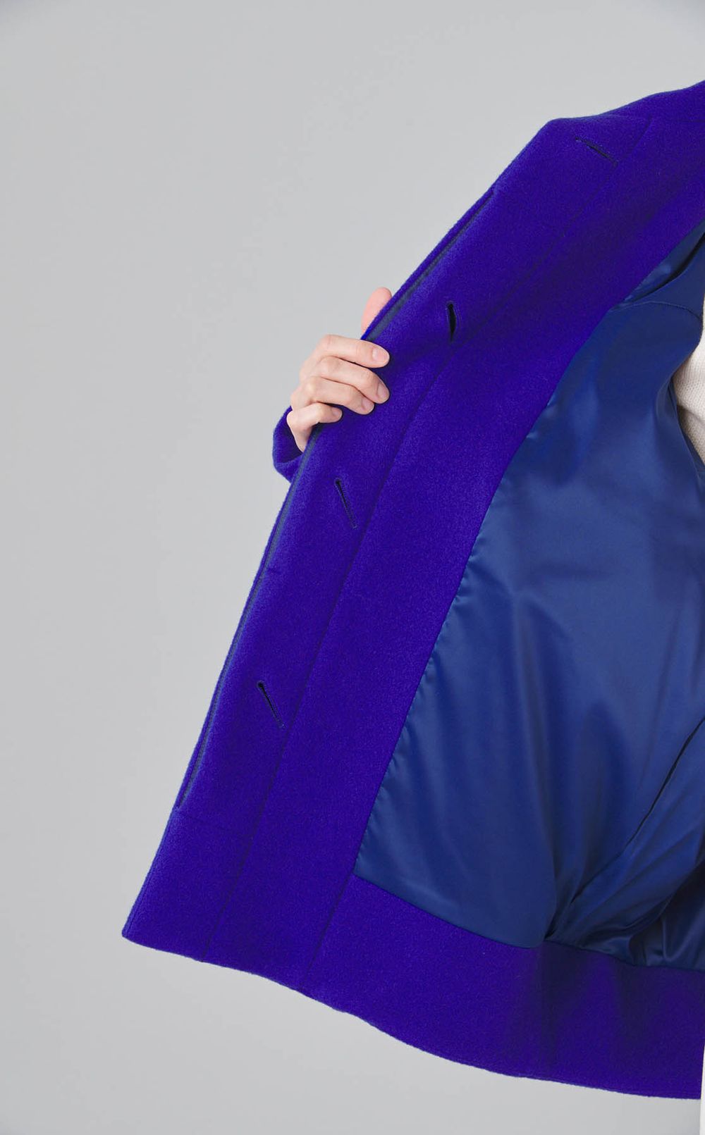 ウールウェーブラインコクーンコート